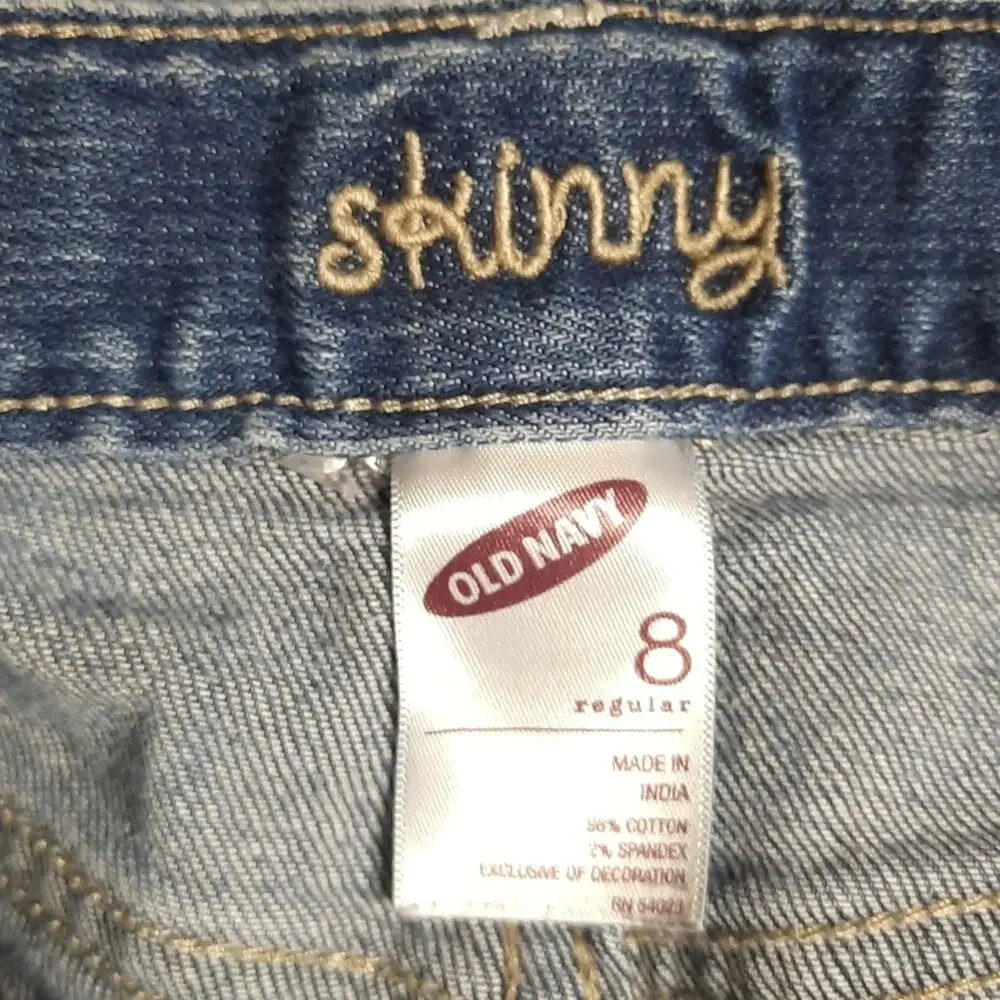 Old Navy Girls Skinny Jeans Sequin Heart Size 8 Regular